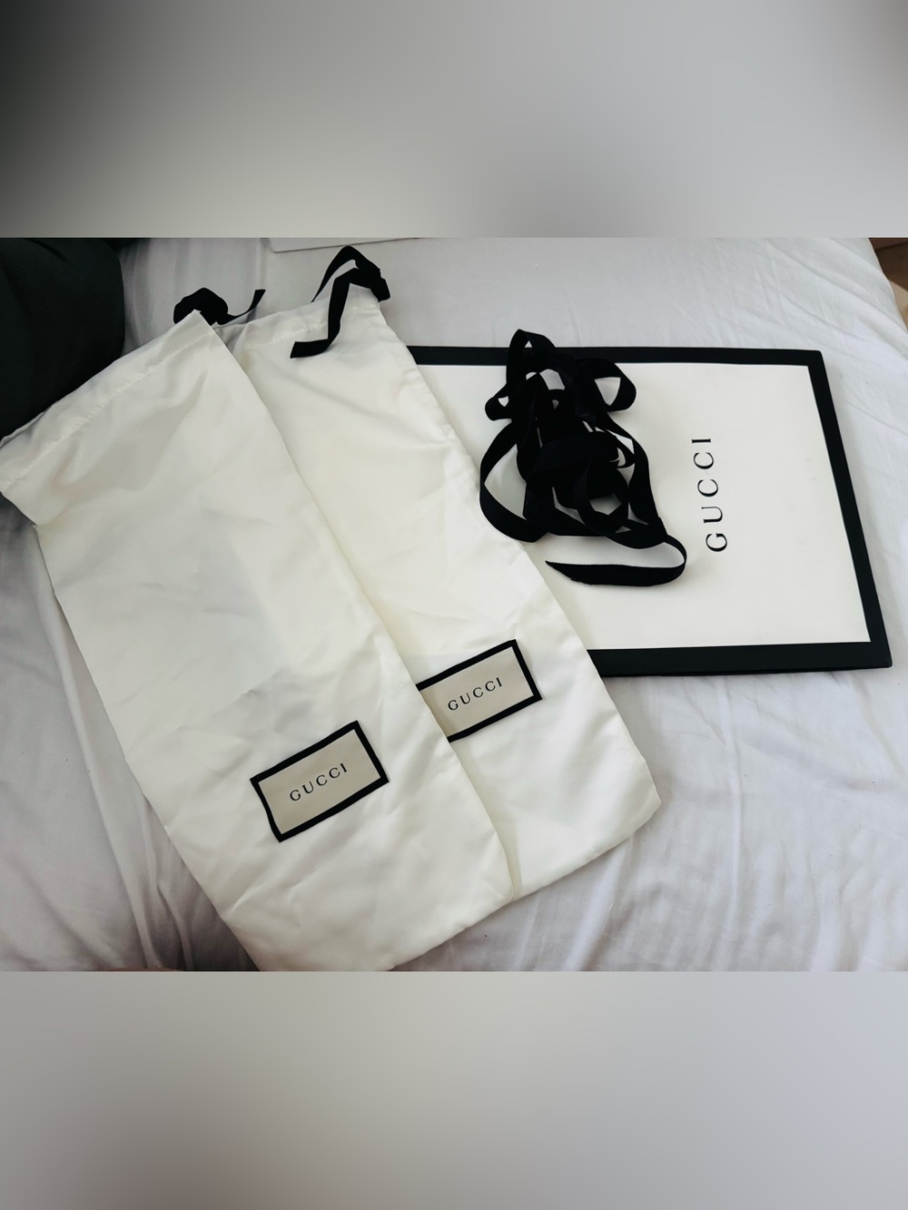 Authentic GUCCI Packaging Set – 2 Dust Bags, Gift Box & Ribbon